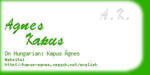 agnes kapus business card