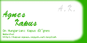 agnes kapus business card